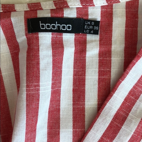 BOOHOO Red and White Striped Crop Top - Picture 4 of 6